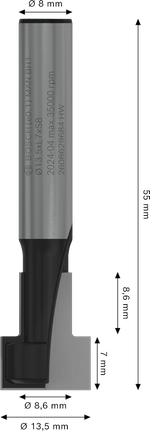 Broca de furo de fechadura Bosch PRO Router de 13,5 mm para roteamento de madeira.